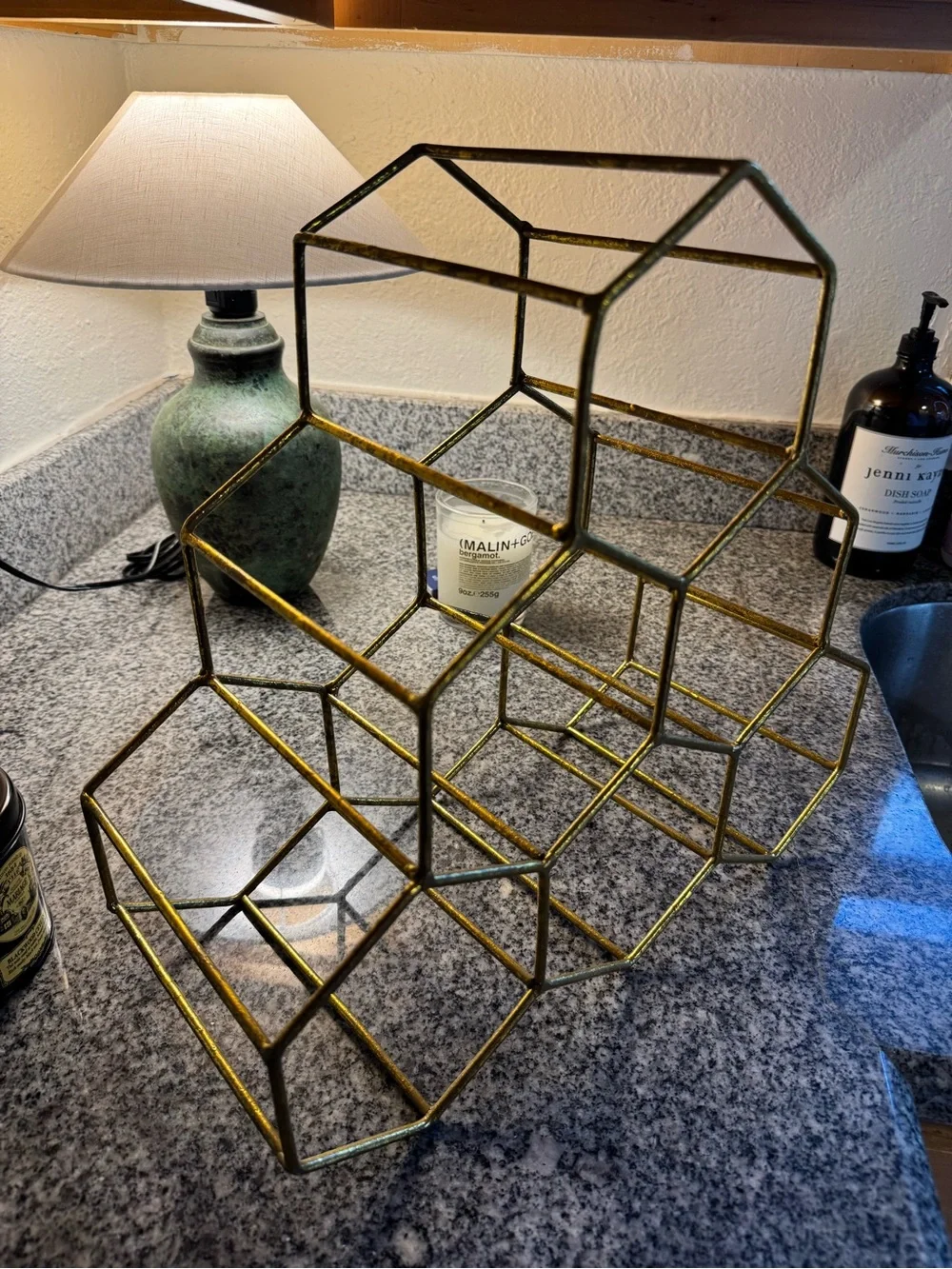 Gold Geometric Wine Rack - Picture 5 of 7